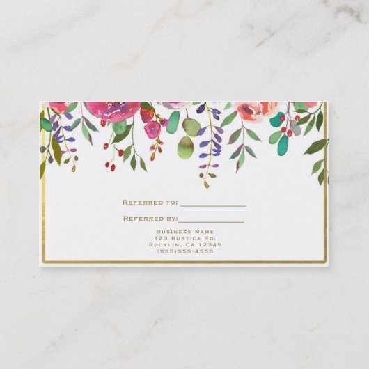 Waterverf Bloemen Modern Verwijs een vriend Aanbevelingskaartje (Achterkant)