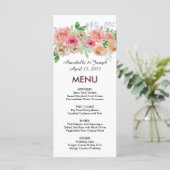 waterverf Bloemen Moderne Botanische Bruiloft Menu (Staand voorkant)