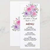 waterverf Bloemen Moderne Botanische Bruiloft Menu (Voorkant / Achterkant)