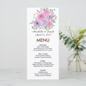 waterverf Bloemen Moderne Botanische Bruiloft Menu (Staand voorkant)