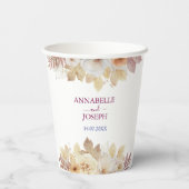 waterverf Bloemen Moderne Botanische Bruiloft Papieren Bekers (Achterkant)