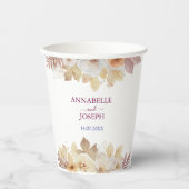 waterverf Bloemen Moderne Botanische Bruiloft Papieren Bekers (Voorkant)