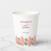 waterverf Bloemen Moderne Botanische Bruiloft Papieren Bekers (Achterkant)