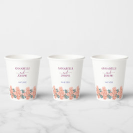 waterverf Bloemen Moderne Botanische Bruiloft Papieren Bekers