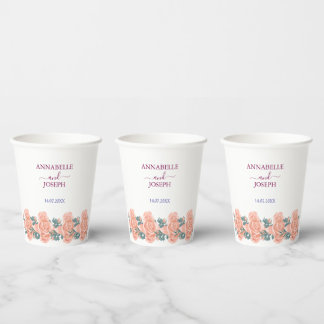 waterverf Bloemen Moderne Botanische Bruiloft Papieren Bekers