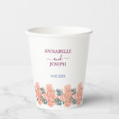 waterverf Bloemen Moderne Botanische Bruiloft Papieren Bekers (Voorkant)