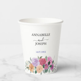 waterverf Bloemen Moderne Botanische Bruiloft Papieren Bekers