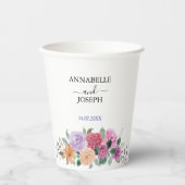 waterverf Bloemen Moderne Botanische Bruiloft Papieren Bekers (Voorkant)