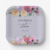 waterverf Bloemen Moderne Botanische Bruiloft Papieren Bordje (Voorkant)