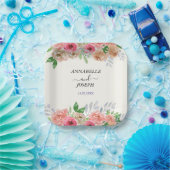 waterverf Bloemen Moderne Botanische Bruiloft Papieren Bordje (Feest)