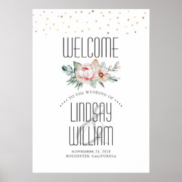 Waterverf bloemen Moderne bruiloft Welkomstbord Poster