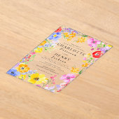 Waterverf Bloemen Moderne Tuin Lente Huwelijk Acryl Uitnodigingen (Laagn)