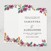 Waterverf bloemen & moderne Typografie Weddenschap Aankondigingskaart (Voorkant / Achterkant)