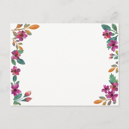 Waterverf bloemen & moderne Typografie Weddenschap Aankondigingskaart (Achterkant)