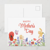 Waterverf bloemen Moederdag briefkaart (Voorkant / Achterkant)
