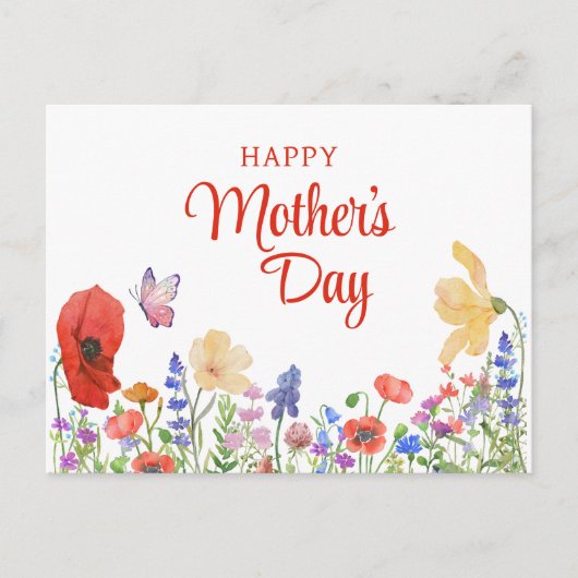 Waterverf bloemen Moederdag briefkaart (Voorkant)