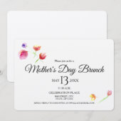Waterverf bloemen, Moederdag Brunch Invitation Kaart (Voorkant / Achterkant)