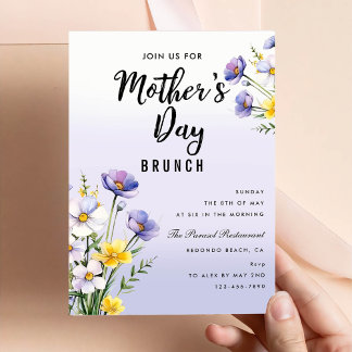 Waterverf Bloemen Moederdag Brunch Party Kaart