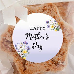 Waterverf Bloemen Moederdag Brunch Party Ronde Sticker