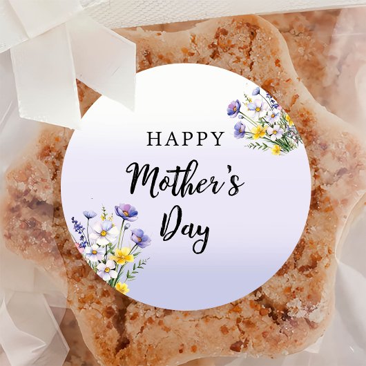 Waterverf Bloemen Moederdag Brunch Party Ronde Sticker