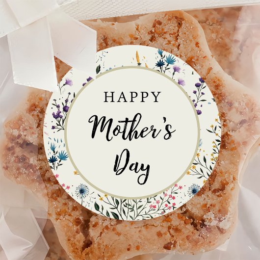Waterverf Bloemen Moederdag Brunch Party Ronde Sticker