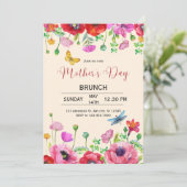 Waterverf Bloemen Moederdag Brunch Uitnodigen Kaart (Staand voorkant)