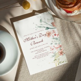 Waterverf Bloemen Moederdag Brunch Uitnodiging