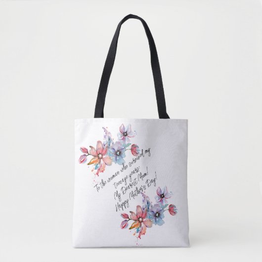 Waterverf Bloemen Moederdag Design Tote Bag (Voorkant)
