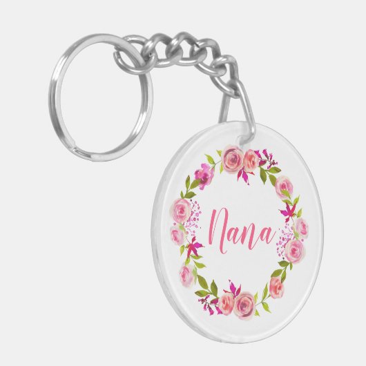 Waterverf Bloemen Moederdag Foto Gift voor Nana Sleutelhanger (Voorkant Links)
