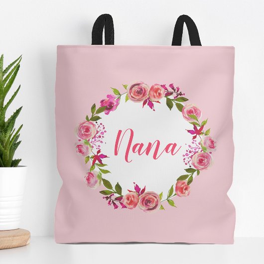 Waterverf Bloemen Moederdag Foto Gift voor Nana Tote Bag