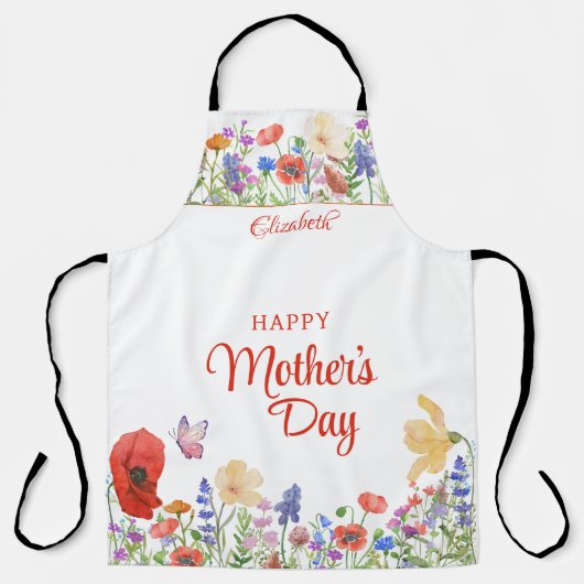 Waterverf bloemen Moederdag Schort (Voorkant)