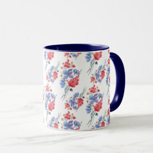 Waterverf, bloemen. mok