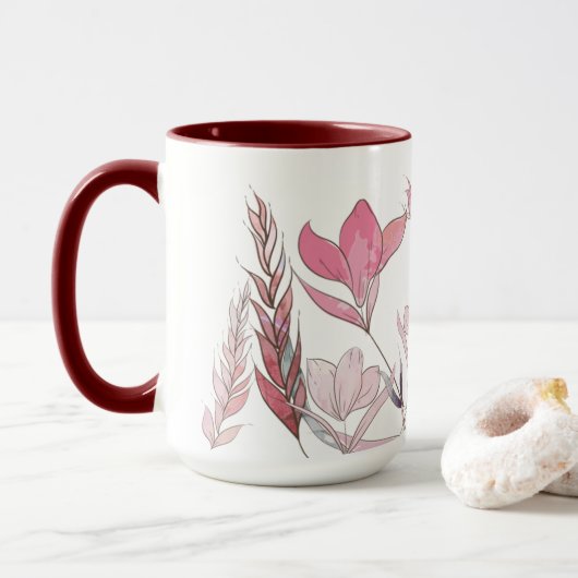 Waterverf bloemen mok (Met donut)