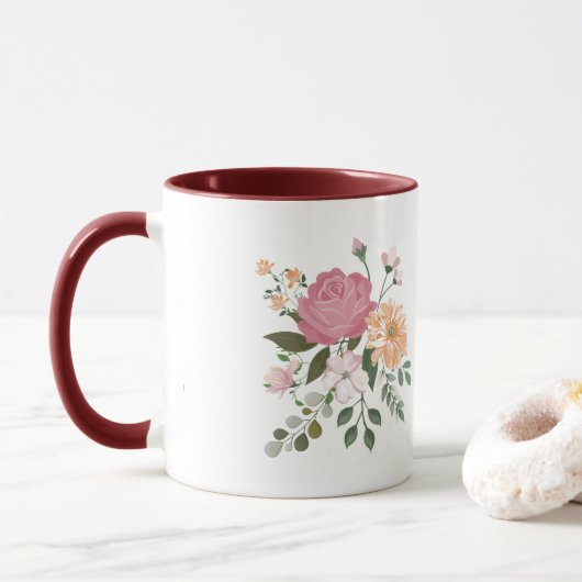 Waterverf bloemen mok (Met donut)