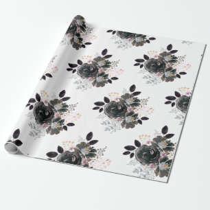 Waterverf bloemen monochrome bouquet stijlvol cadeaupapier