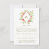 Waterverf bloemen Monogram bruiloft Enclosure Card RSVP Kaartje (Voorkant)