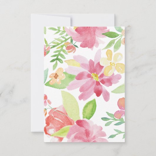 Waterverf bloemen Monogram bruiloft Enclosure Card RSVP Kaartje (Achterkant)