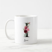 Waterverf bloemen Monogram I Aangepaste naam Koffiemok (Links)
