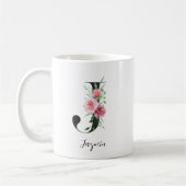 Waterverf bloemen Monogram J Aangepaste naam Koffiemok (Links)