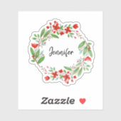 Waterverf bloemen monogram naam gesneden sticker (Vel)