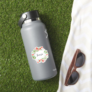 Waterverf bloemen monogram naam gesneden sticker