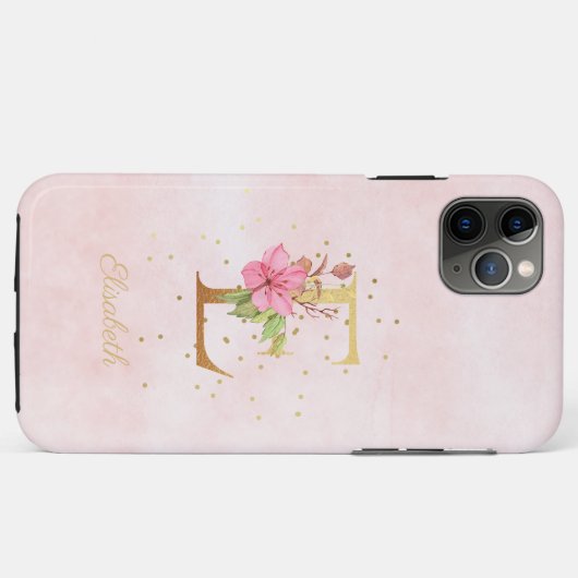 Waterverf Bloemen Monogram Naam Initiaal E Letter Case-Mate iPhone Case (Achterkant (horizontaal))