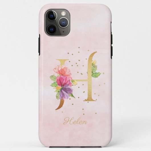 Waterverf Bloemen Monogram Naam Initiaal H Letter Case-Mate iPhone Case (Achterkant)