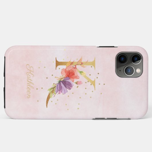 Waterverf Bloemen Monogram Naam Initiaal K Letter Case-Mate iPhone Case (Achterkant (horizontaal))