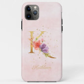 Waterverf Bloemen Monogram Naam Initiaal K Letter Case-Mate iPhone Case (Achterkant)