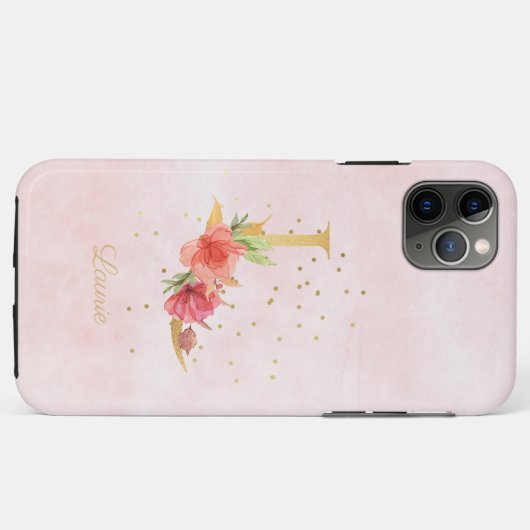 Waterverf Bloemen Monogram Naam Initiaal L Letter Case-Mate iPhone Case (Achterkant (horizontaal))