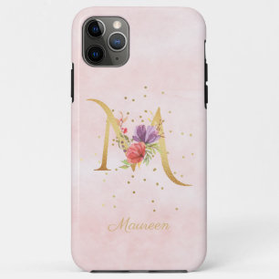 Waterverf Bloemen Monogram Naam Initiaal M Letter Case-Mate iPhone Case
