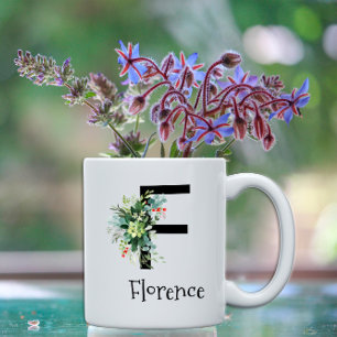 Waterverf bloemen monogram pensionering koffiemok