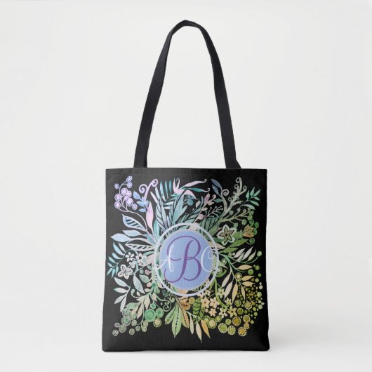 Waterverf bloemen monogram tote bag (Voorkant)