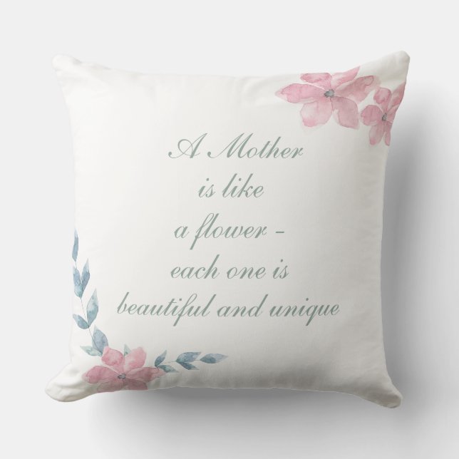 Waterverf Bloemen Mooie Moeder Quote Kussen (Voorkant)